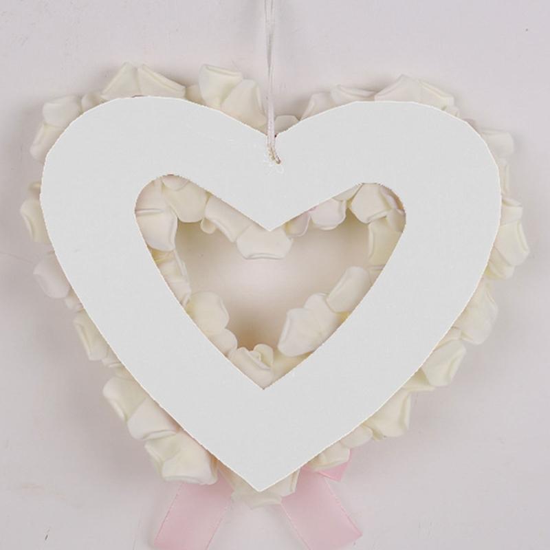 Silk Rose Flower Wreath for Home Wedding Door Decoration Heart Shaped Garlands