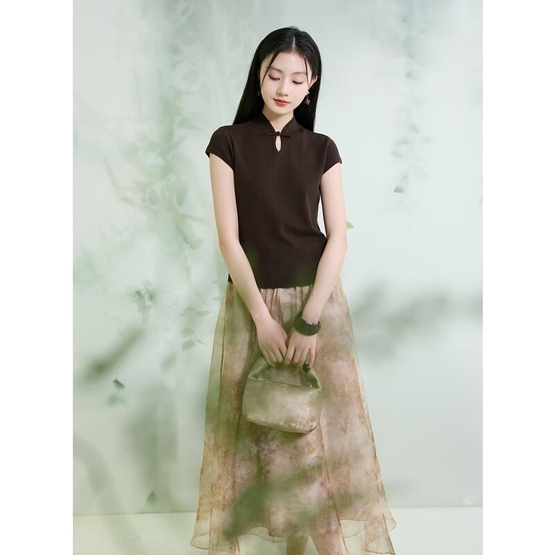 Sancai New Chinese Style Slim Fit Knit Top