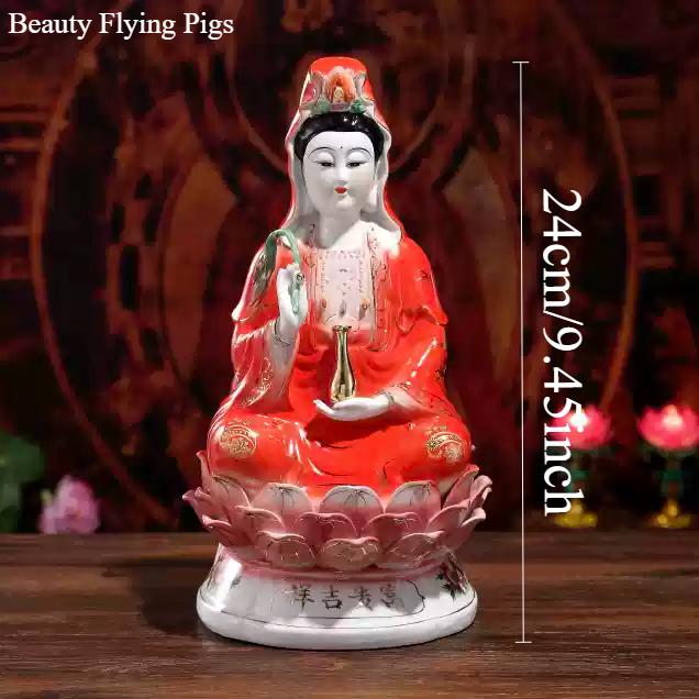 

Chinese Ceramic Guanyin Ornament Ensure Safety Temple Sacrificial Decoration Home Furnishing Decoration Pray for Auspiciousness