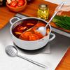 304 Stainless Steel Hotpot Pot 28cm Dual Chamber Pot with Ladle and Strainer Right Angle Design for Family Kitchen Cooking