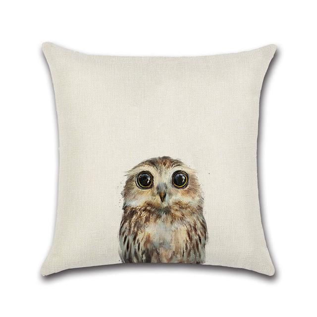Cute Cartoon Rabbit Printed Cushion Cover Cotton Linen Bear Owl Pillow Case Sofa Decorative Pillowcases Cover Funda De Almohada