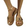 Damenschuhe 2025 Marke Zehenfrei Damen Hausschuhe Metalldekoration Lässige Hausschuhe Damen Neu Outdoor Plateau Hausschuhe