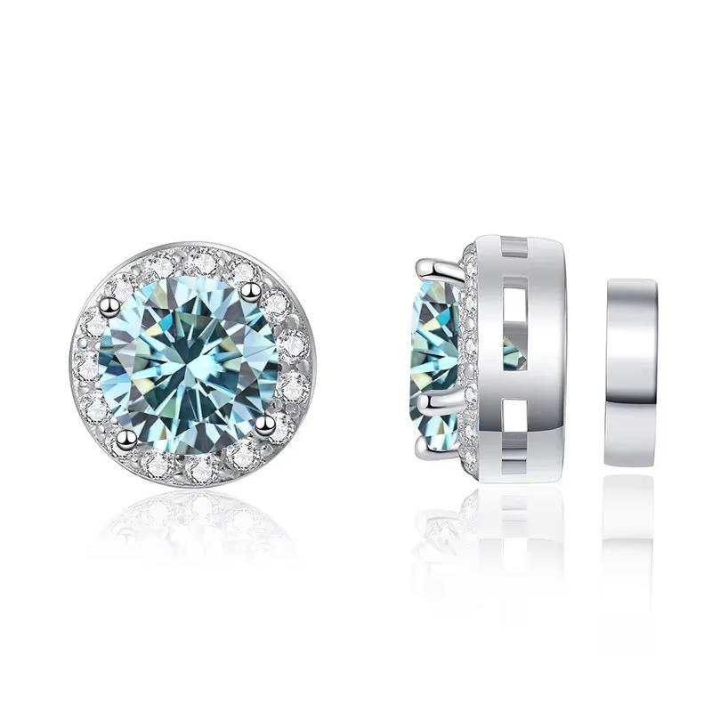 1CT S925 sudraba mozanīta magnētiskās auskari