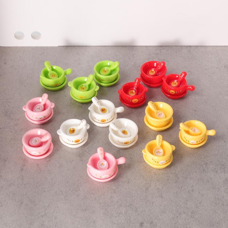 3Pcs 1/12 Dollhouse Mini Instant Noodles Bowl Plates Dishes Model Simulation Kitchen Decoration Doll House Pretend Play Toys