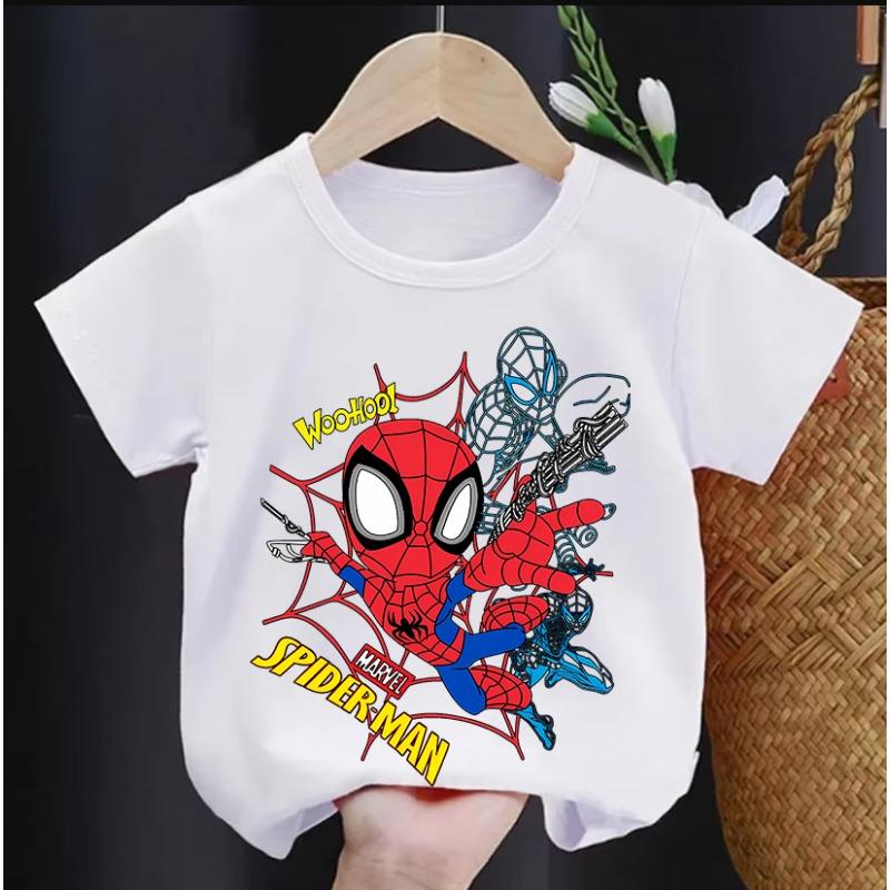 Boys and Girls 2026 Summer Children's T-shirt, Comfortable, Printed with Marvel Spider-Man Pattern