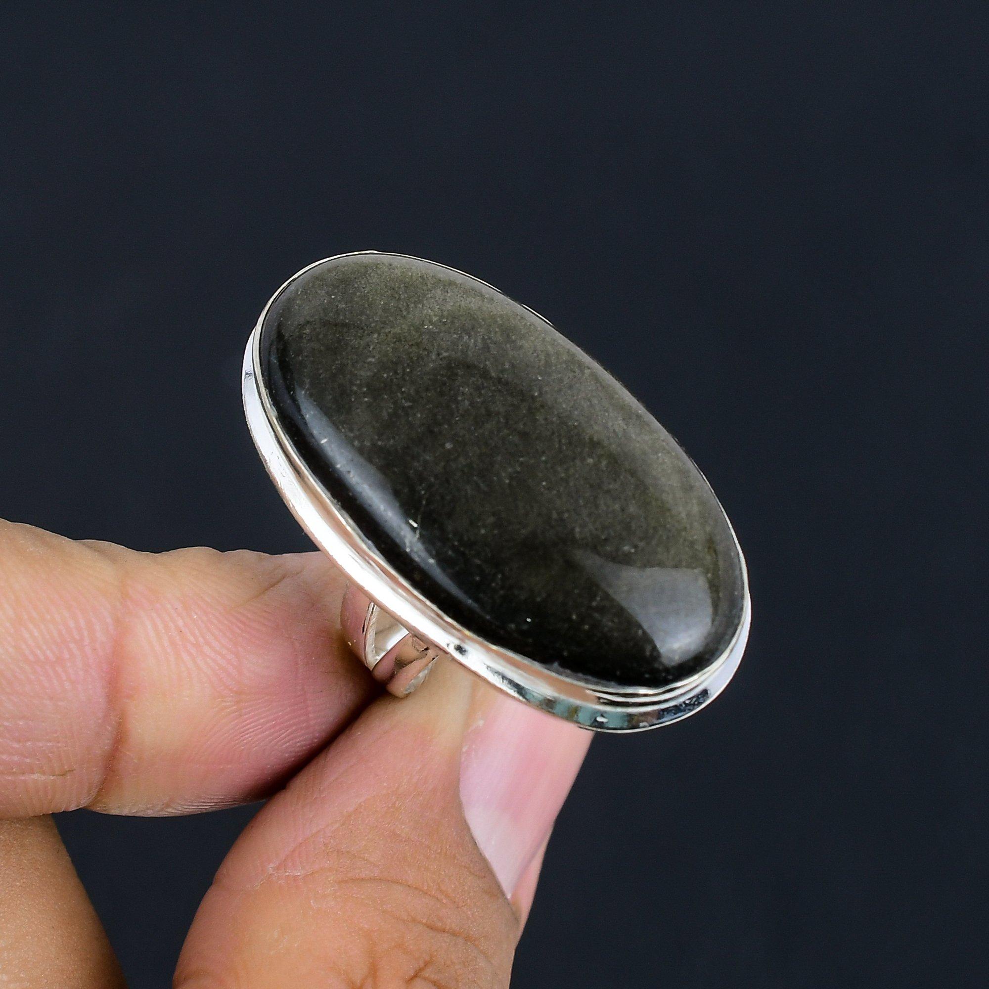 

Серебряное ювелирное кольцо с обсидианом Silversheen 925 пробы, размер 8 чёрный