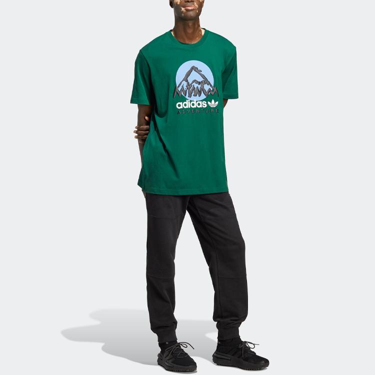 Adidas Originals Adv Mtn F Graphic Tee with Letter Logo Print Men Tops Dark-Green IC2360