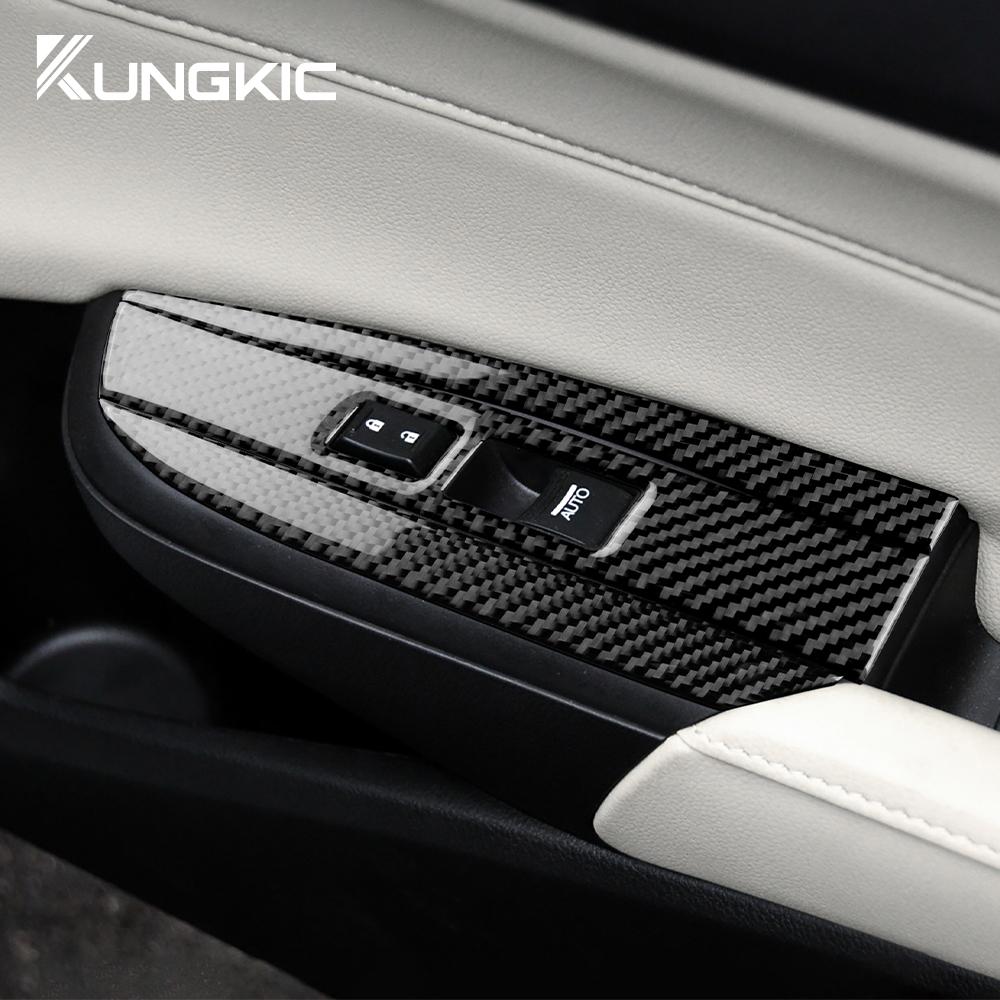 Real Soft Carbon Fiber Sticker for Acura ILX 2013 2014 2015 2016 2017 2018 2019 2020 2025 2025 LHD Car Window Button Panel Trim