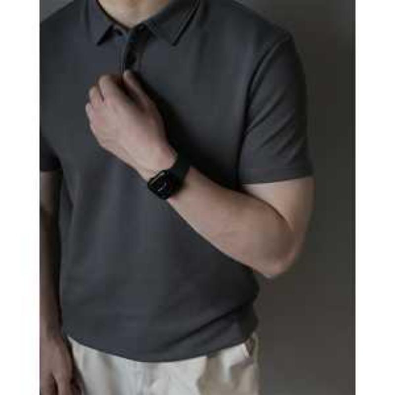 Men's Solid Color Short Sleeve Polo Shirt Casual Business Basic Top