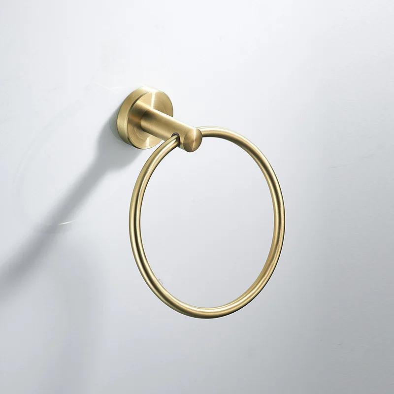 304 Stainless Steel Brushed Gold Towel Rack Ring Bathroom Bath Towel Rack Bathroom Accessorie Toilet Paper Holder