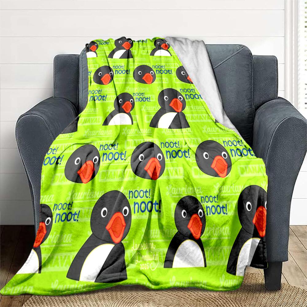 Pingu Flannel Blanket, High quality Comfortable for All Seasons, Home Decor, Warmth and Comfort