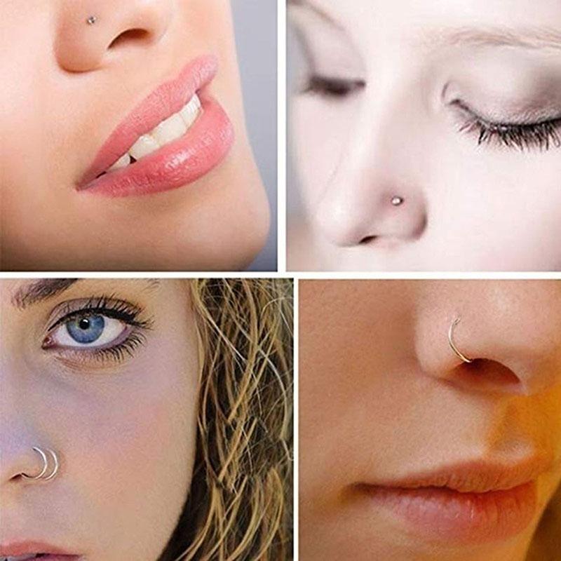 Mix 22Pcs Stud Nose Ring Hoop Septum Helix Nostril Piercing Labret Lip Cartilage