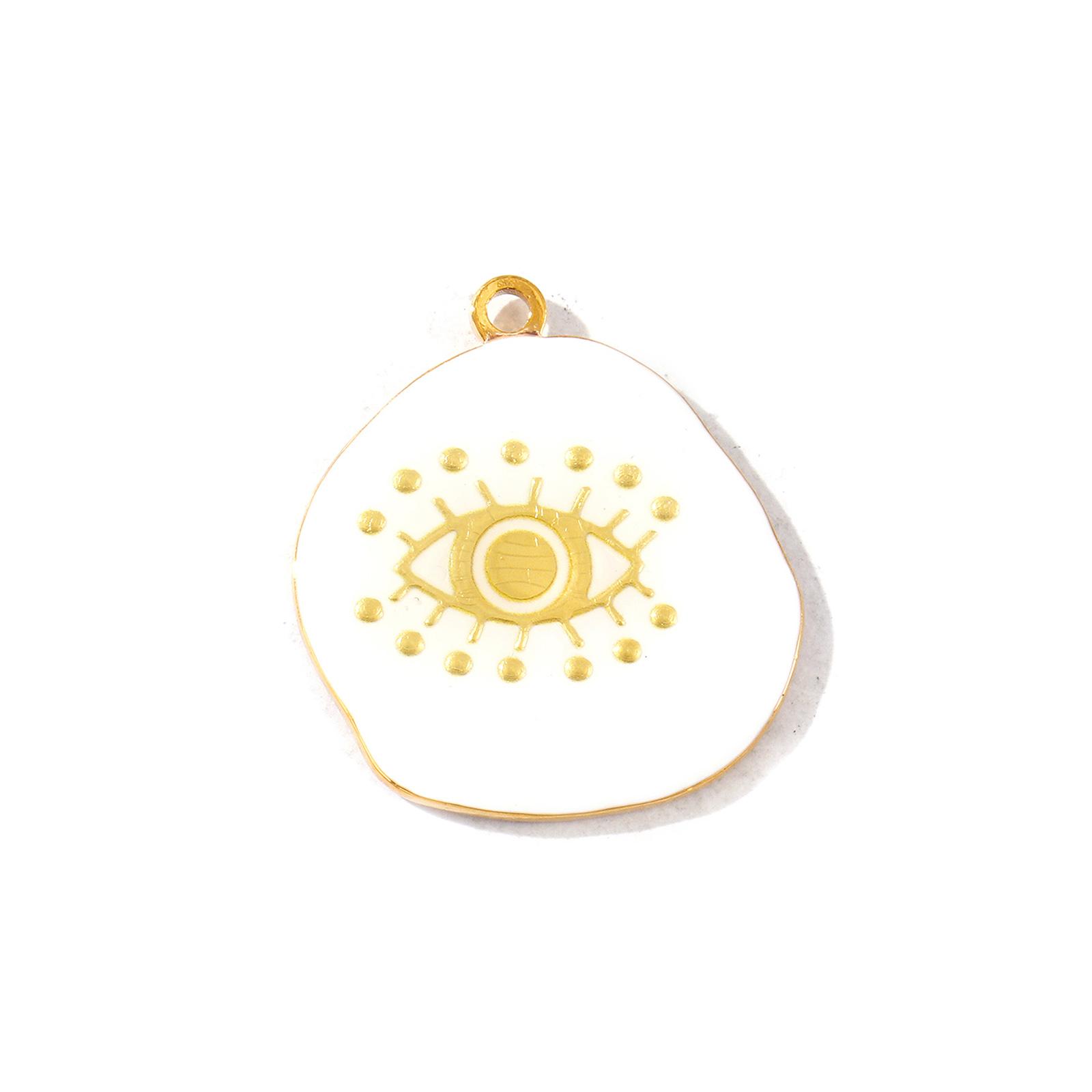 

2 Pcs 304 Stainless Steel Religious Charms 18K Gold Plated White Enamel Eye of Providence/ All-seeing Eye Pendants DIY Necklace