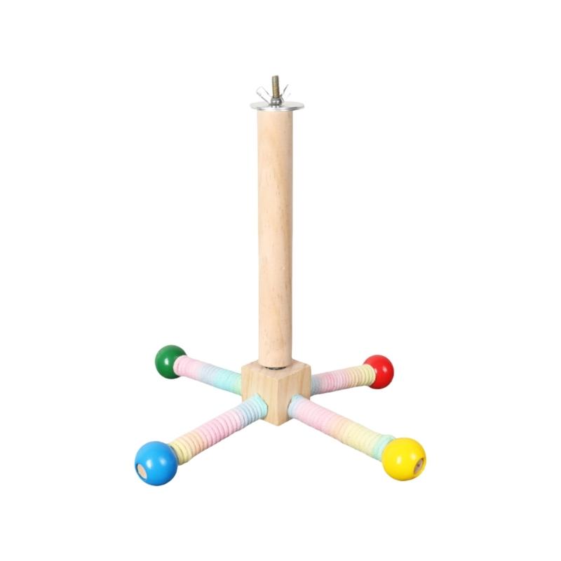 

Natural Wood Bird Cage Mountable Rotating Perch Standing Chew Resistant Windmill Toy For Small to Large Bird Grinding 1