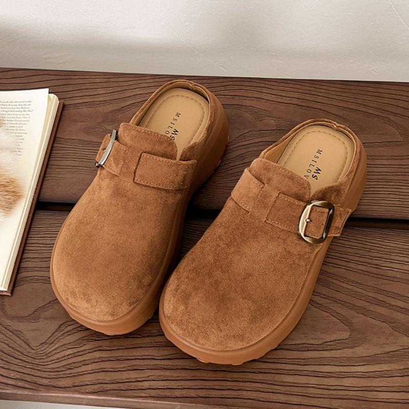 Fashion Women Mules Shoes Flats Platform Slippers Suede New Casual Shoes 2025 Trend Fashion Winter Slingback Sneakers Woman Flip Flops