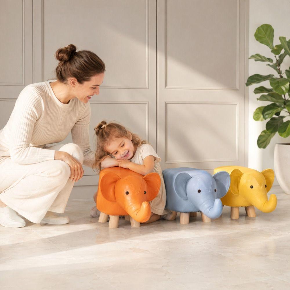 Gambe in Legno Massiccio Sedia Seduta Robusta Sgabello Elefante per Bambini Sgabello a Piedi Elefante Domestico