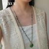 Multicolor Stone Beaded Pendant Necklace - Light Luxury Sweater Chain Jewelry