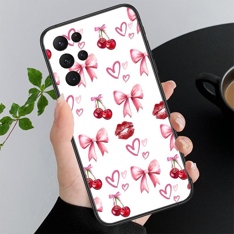 Phone Case For Samsung A17 A55 A16 A56 A35 A15 A53 A54 A33 A34 A25 A05S A52 A52S A07 A26 A06 Cute Pink Heart Bow