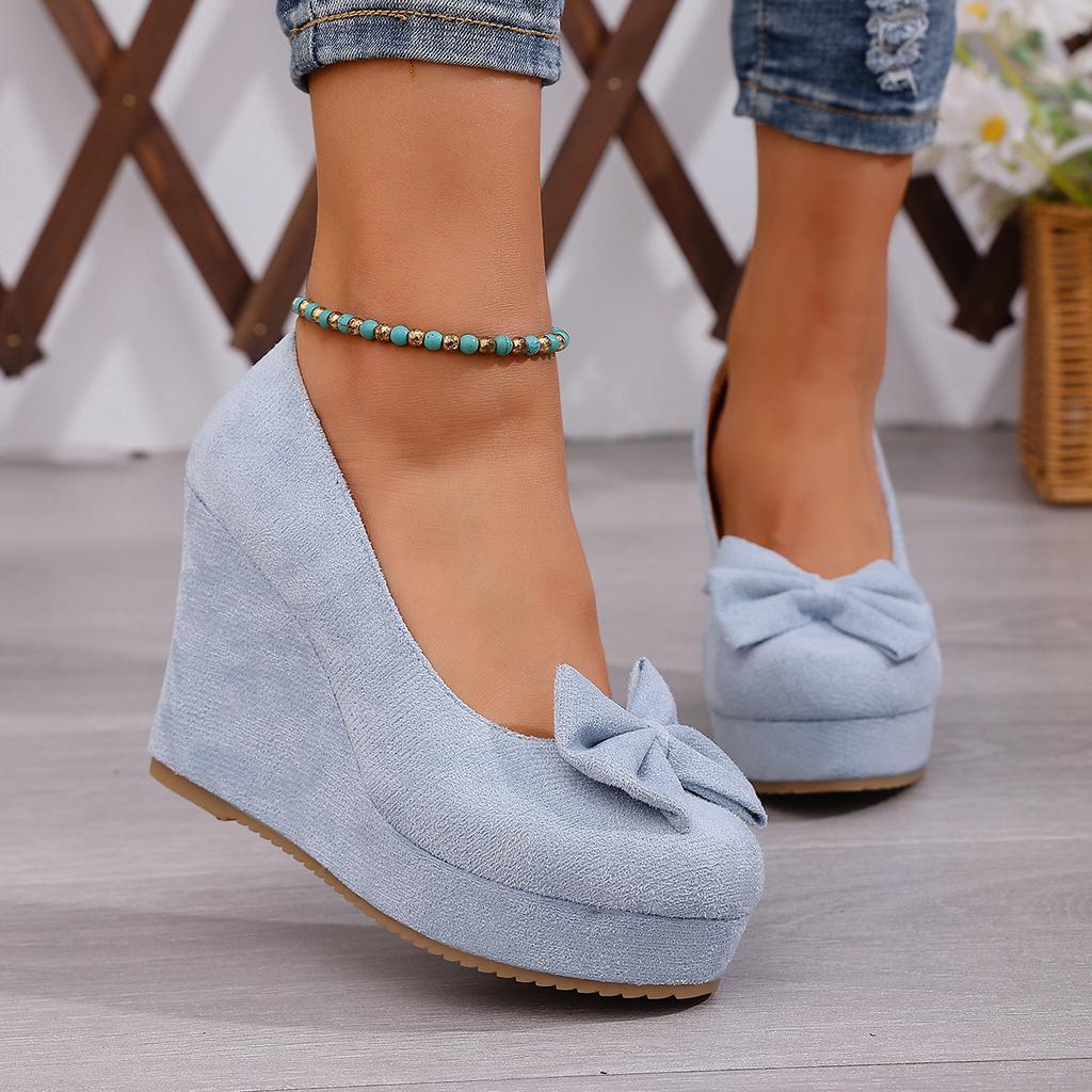 Spring/Autumn Pointed Toe Wedge Heel Shoes for Women, Fashionable Thick Sole Low-Cut High Heels, Women's Shoes 2026