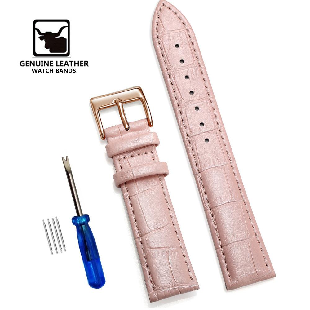 Cowhide Genuine Leather Watch Strap 12/14/16/18/20/22/24 mm Watch Pin buckle Band Soft Wrist Watchband Bracelet + Tool