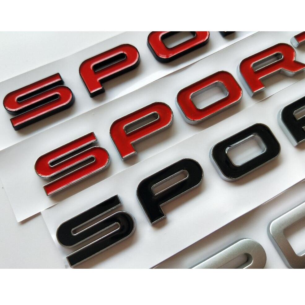 Black Red Chrome Silver Letters SPORT Trunk Emblems Symbols Badges Sticker