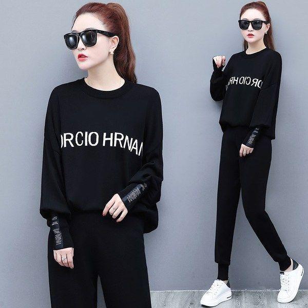 Women's Plus Size Hooded Two-Piece Set - Loose Fit, Long Sleeve, Spring/Autumn 2026 Korean Style