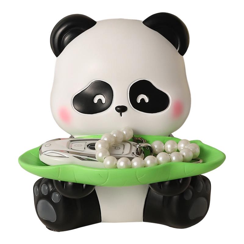 High-End Nische Panda Zuhause Schlüssel Veranda Aufbewahrung Harz Ornamente für Zuhause Wohnzimmer Büro Schreibtisch Dekorationen