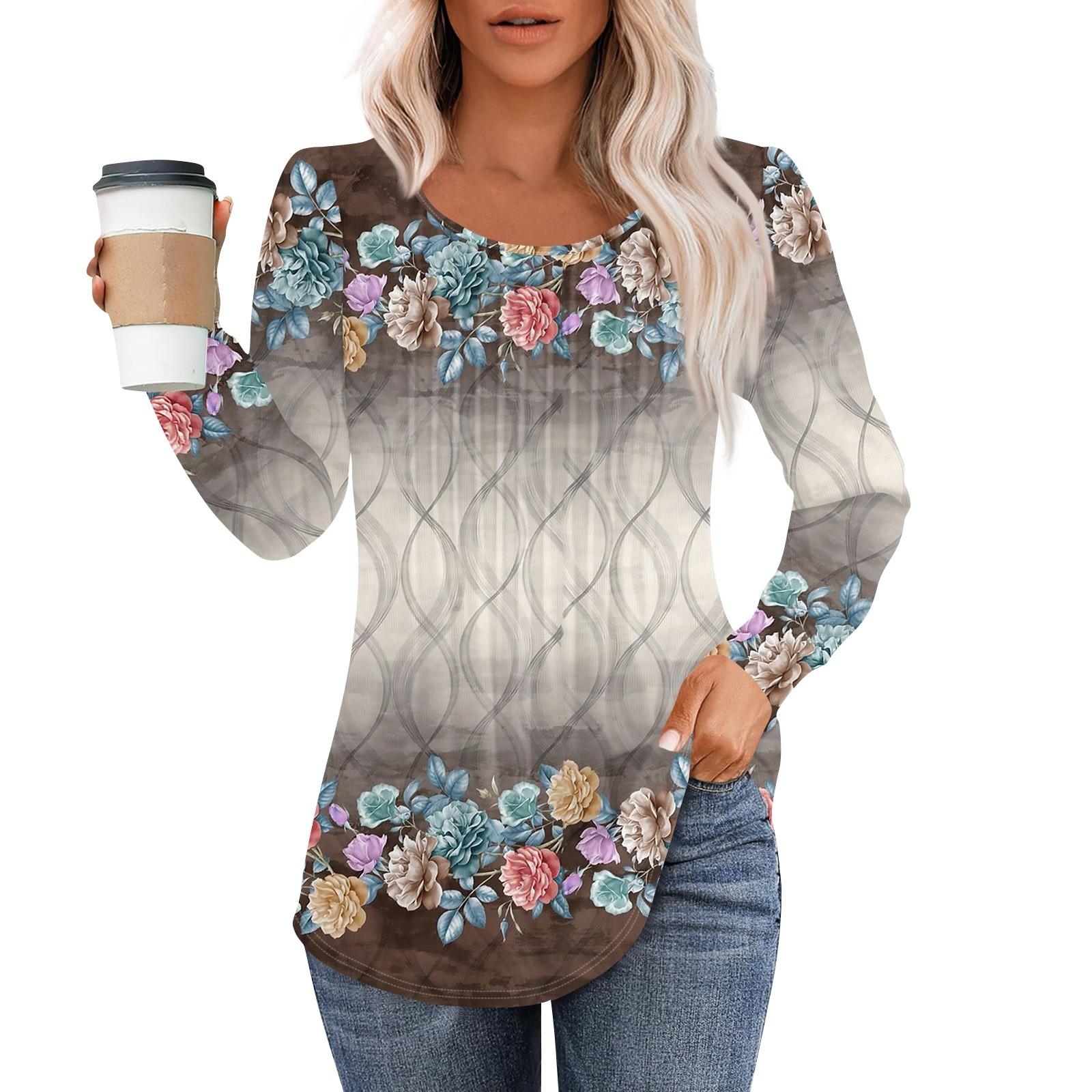 

Рубашки с длинным рукавом для женщин, топы, нарядные повседневные блузки, плиссированные топы-туники с круглым вырезом L серый