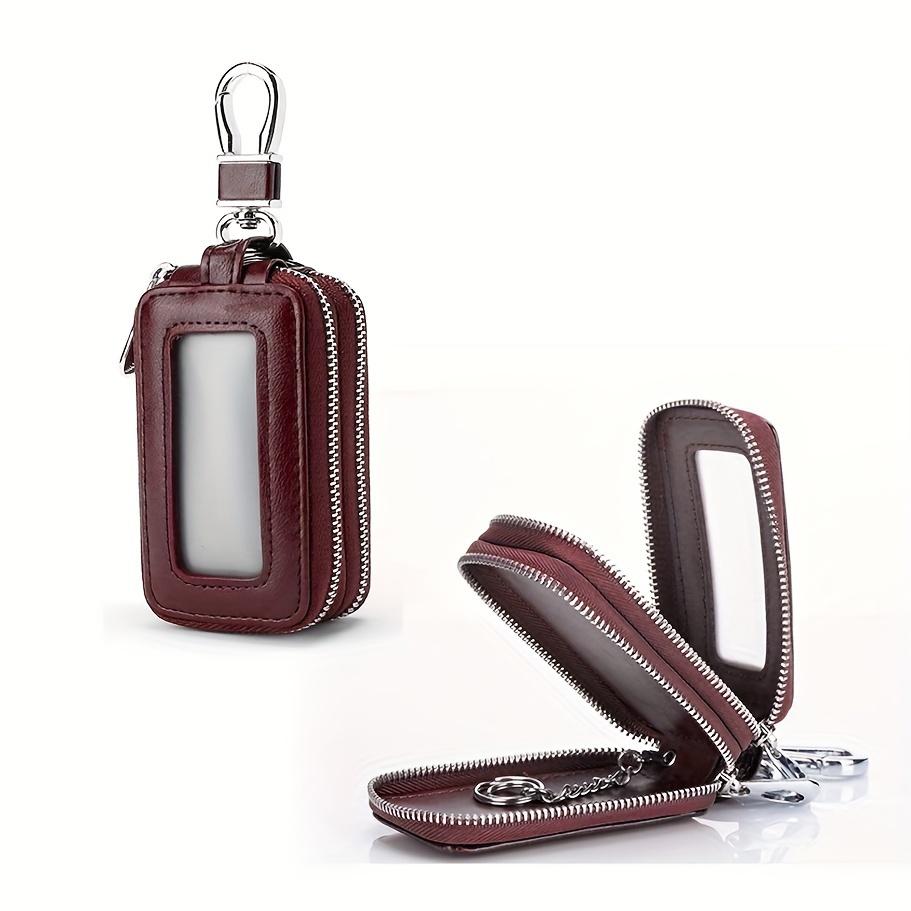 PU Leather Double-Layer Key Case Secure Waist Hanging Car Key Storage - Stylish Mini Bag for Interior Accessories