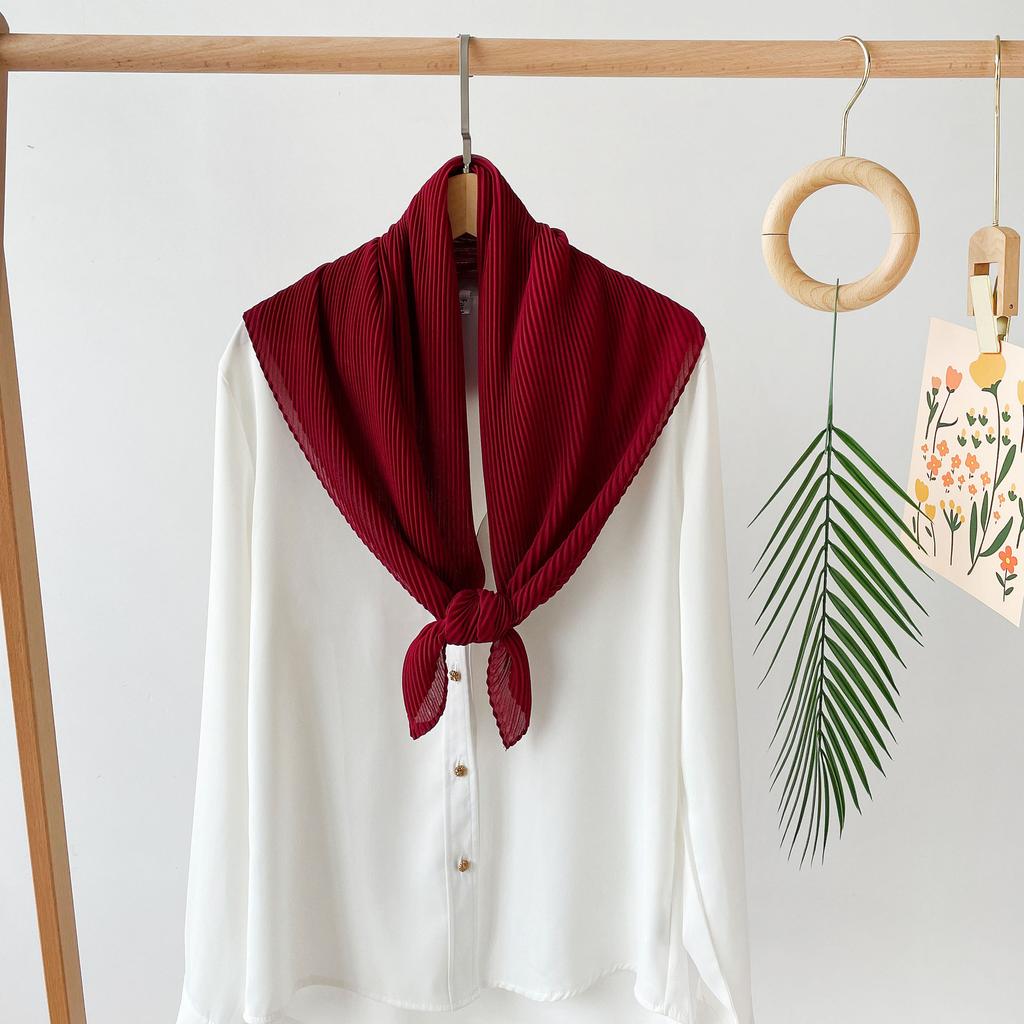 Lenço de Cabeça do Oriente Médio Lenço Quadrado Grande Lenço de Cor Sólida para Mulheres Seda Imitada Pérola Mulher da Neve