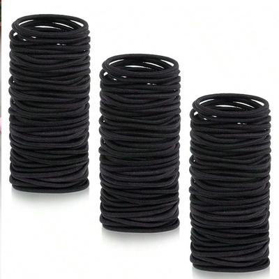Women & Girls' Black Elastic Hair Ties – Solid-Color Ponytail Bands, Simple & Durable Women's Hair Accessories