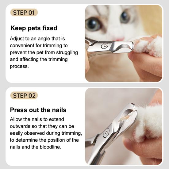 Coupe-ongles pour animaux de compagnie Acier inoxydable Lame tranchante Ciseaux à ongles pour chat Résistant à la rouille Taille-ongles pour animaux de compagnie avec poignée ergonomique pour chats et chiens