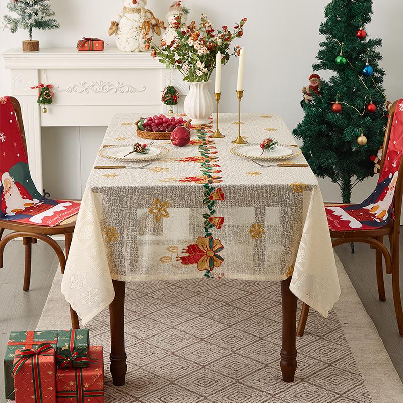American Christmas Red Lace Tablecloth - High-End Polyester Decoration for Coffee & Dining Tables