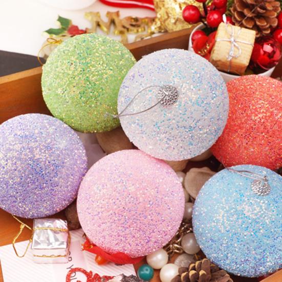 Christmas Tree Pendant Unique Round Long-lasting Foam Ball Shining Colorful Ball Christmas Tree Pendant Xmas Ball Party Decor