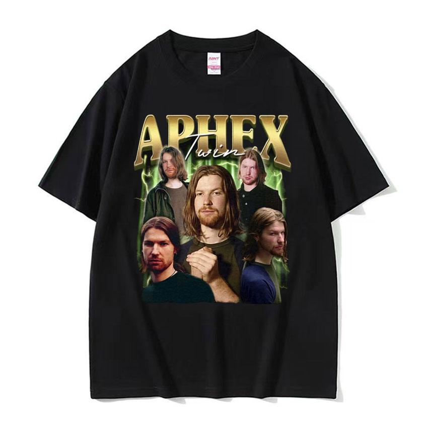 Limited Aphex Twin Vintage Graphic T Shirts Unisexs Clothing Harajuku Fashion Tshirt Male Casual Cotton Short Sleeve T Shirt Tops
