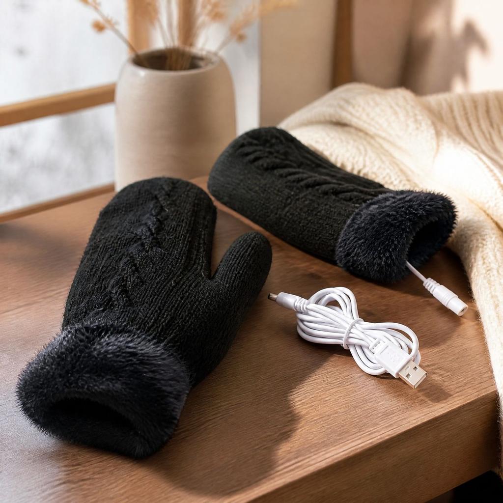 Unisex Heated Gloves, Double-Layer -Lined Mitten for Cycling and Winter Warmth, Constant Temperature