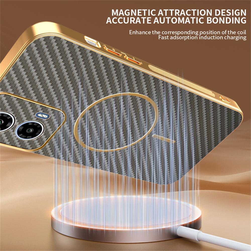 For Motorola Moto G34 5G/G45 5G Phone Case Carbon Fiber Textured Electroplated TPU Back Cover