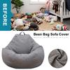 Lazy Sofa Cover Without Filler Linen Cloth Solid Lounger Bean Bag Sofa Covers Pouf Puff Couch Tatami Living Room Beanbags New