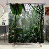 Tropiskt bladverk landskap badrum duschdraperi maskintvättbart, snyggt badrum dekorativt duschdraperi med 12 krokar
