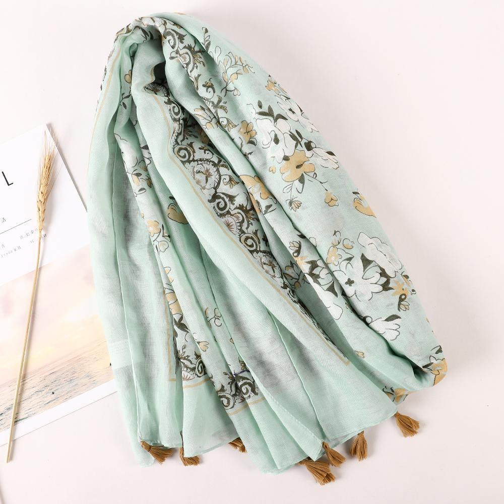 Luxury Brand Cotton Scarf Women Large Shawls Pashmina Muslim Hijab Foulard Design Print Lady Beach Stole Head Scarves Pareo