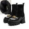 Fashion Women's High Heel Boots Large Size Fashion Stretch Platform Women's Short Boots Suede Leather Chain Women's Booties
