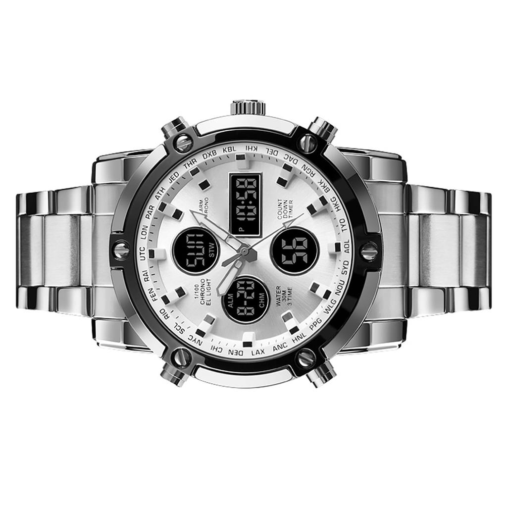 SKEMI 1389 Quartz Man Watch Unique Fashion Sport Casual Brand Quartz Clock Double Movement Stainless Steel Strap Waterproof Wrist Watch Relogio Mascul