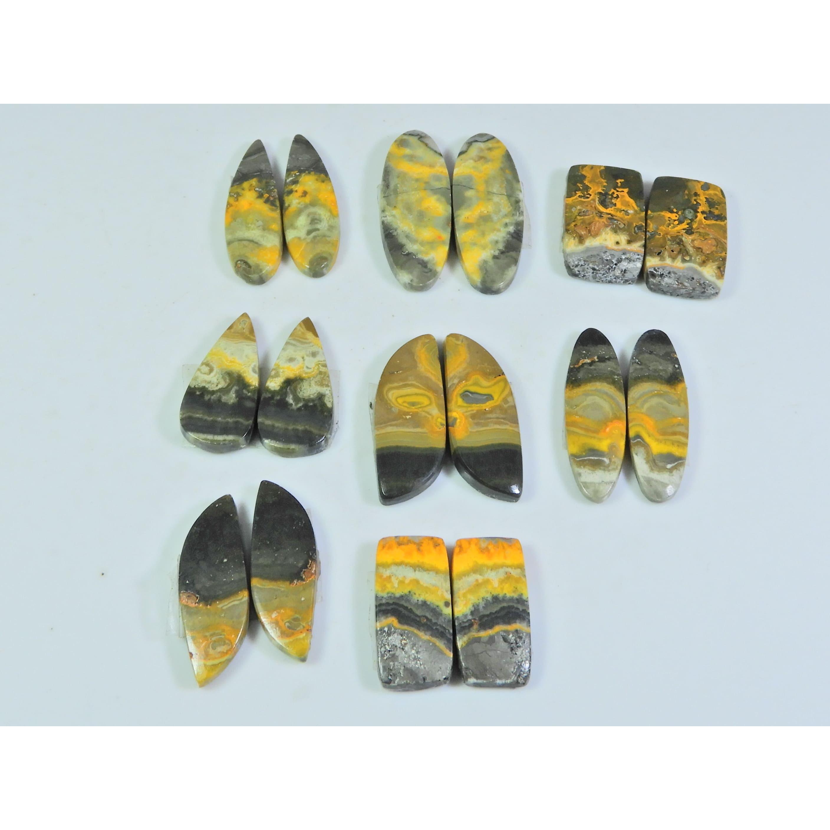 

118Cts. Natural Bumble Bee Jasper Pair Mix Cabochon Loose Gemstone 8Pair Lot C-111