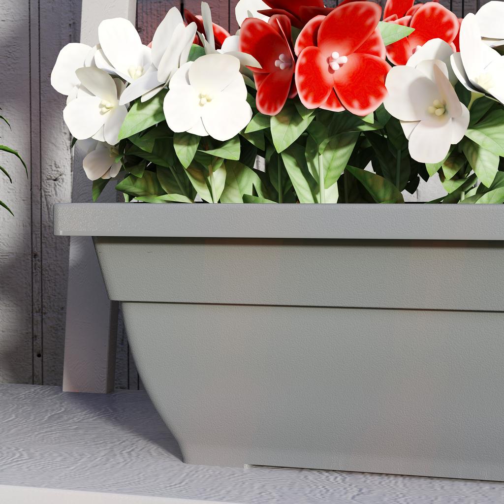 Set of 5 Flower Pots, Plastic Planters for Patio, Garden, Balcony, 59 X 21 X 16 Cm, Grey