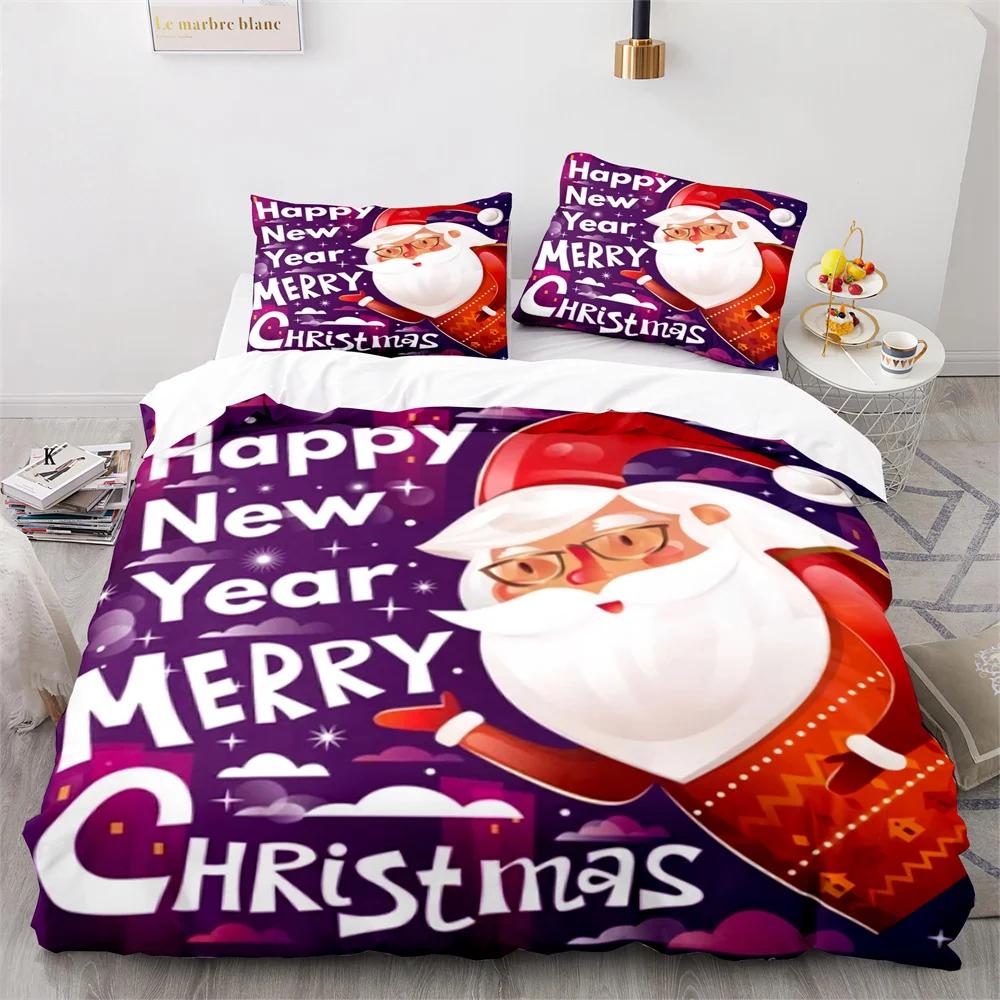 Merry Christmas Duvet Cover Red Santa Claus Theme For Kids Teens Children Women Boys Girls Happy New Year Decoration Quilt Cover