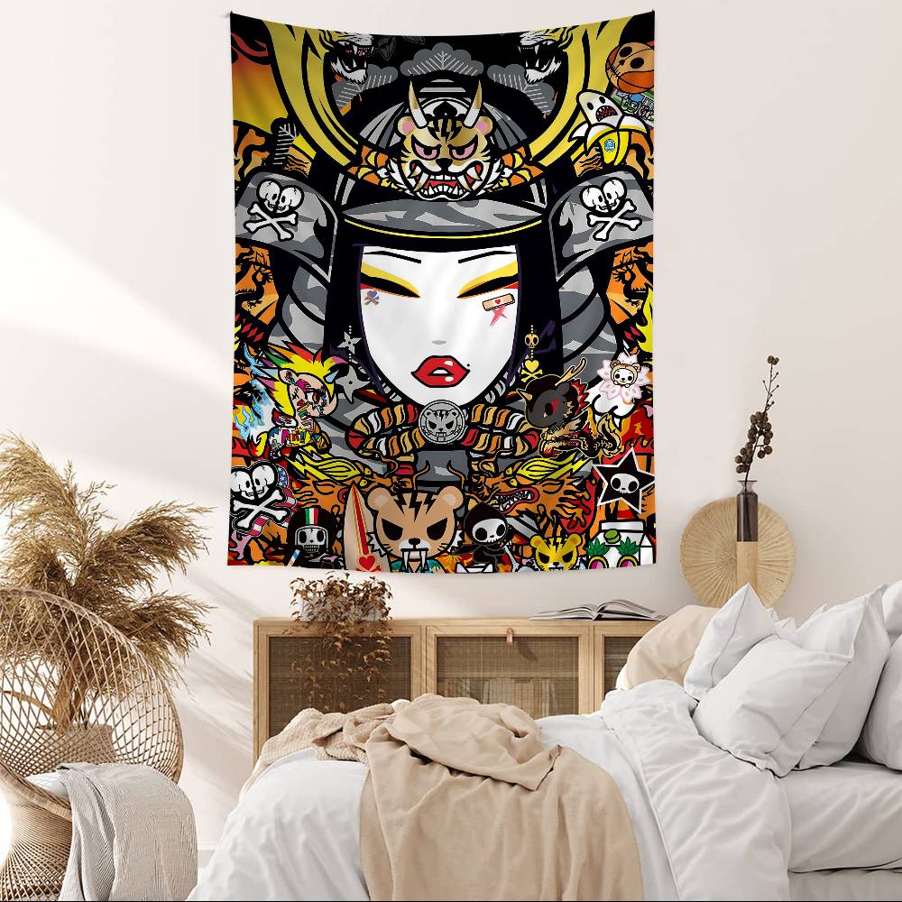 Japan Anime TTokidokiS Printed Large Wall Tapestry Hanging Tarot Hippie Wall Rugs Dorm Home Decor