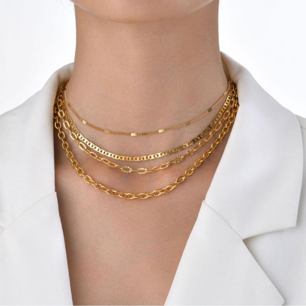 Necklace Stainless Steel Women'S Chain, Titanium Steel Bare Chain, Necklace Plated 18K Gold Collarbone Chain