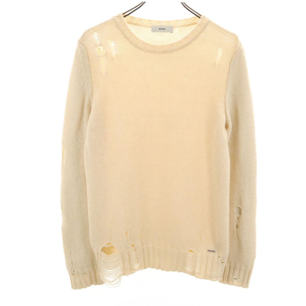 DIESEL Italian Alpaca Blend Long sleeve Damage processing sweater knit Men's Used