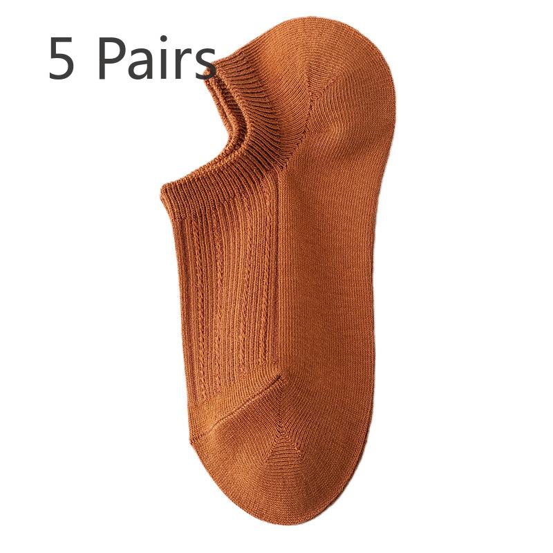 

5 пар женских весенних и летних тонких хлопковых впитывающих пот носков, однотонных, светлых, не падающих, с лодочными носками 5 Pairs