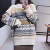 Women's Round Neck Pullover Sweater – Korean Style Retro Long Sleeve Jacket, Autumn/Winter 2020, Loose Fit.